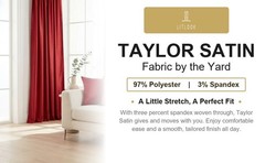 Taylor Satin Fabric by the Yard 2-Way Stretch Poly Spandex Woven Dress Costume