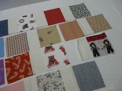 Quilting Fabric – for crafts sewing projects – squares with muslin – see photos