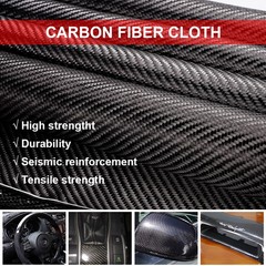 5/10 FT x 12” Real Carbon Fiber Fabric Cloth Roll 3k 200gsm Twill Weave Black
