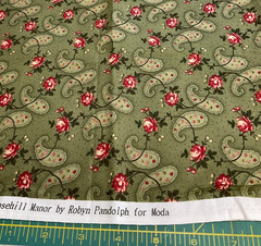 ROSEHILL MANOR – FLORAL & PAISLEY-GREEN BY ROBYN PANDOLPH FOR MODA- 21 1/2″x44″