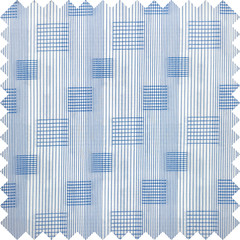 Mens Shirt Fabric Royal Blue Geometric Checks Apparel Upholstery Cotton Material