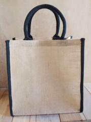 Burlap Tote Bag with Black Cotton Trim 12″ x 12″ x 7.75″