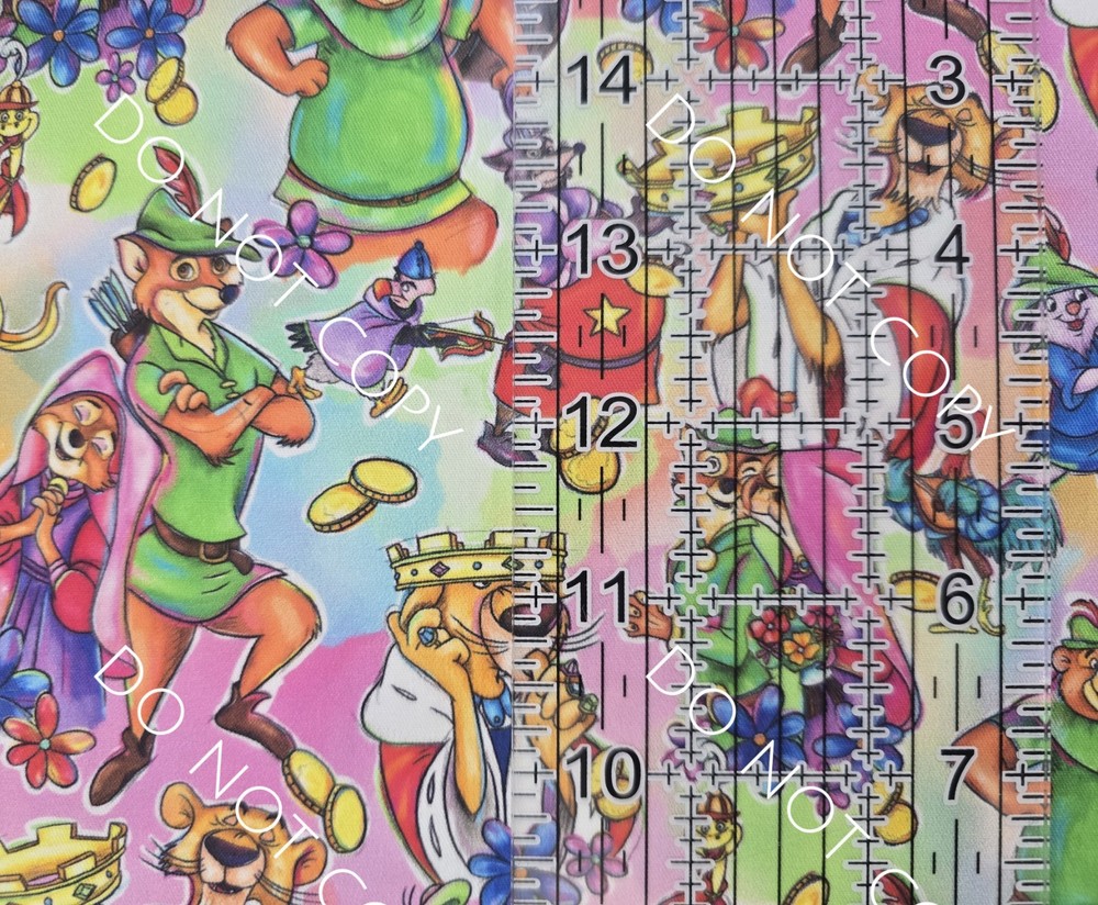 Custom 100% Cotton Woven Fabric Disney Robin Hood Coins By the 1/4 yard 9×56