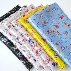 1 yard X 1.48 meter Floral Satin Fabric Lining Scarf Material Soft Charmeuse