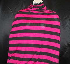 Strech Rayon Jersey Knit Fabric Eco-Friendly Yarn Dyed Stripes 1″ Black/Bt Rose