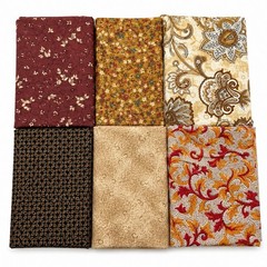 Vintage Floral Fabric Lot Cotton Brown Tan Paisley Coordinating Patterns