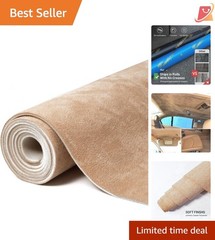 Suede Auto Headliner Fabric 56×60 with Foam Beige Car Truck SUV RV DIY Replac…