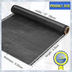 6.5Ft X 12″ Carbon Fiber Fabric Roll Pure Fabric Carbon Fiber Sheet 2 X 2 Twill