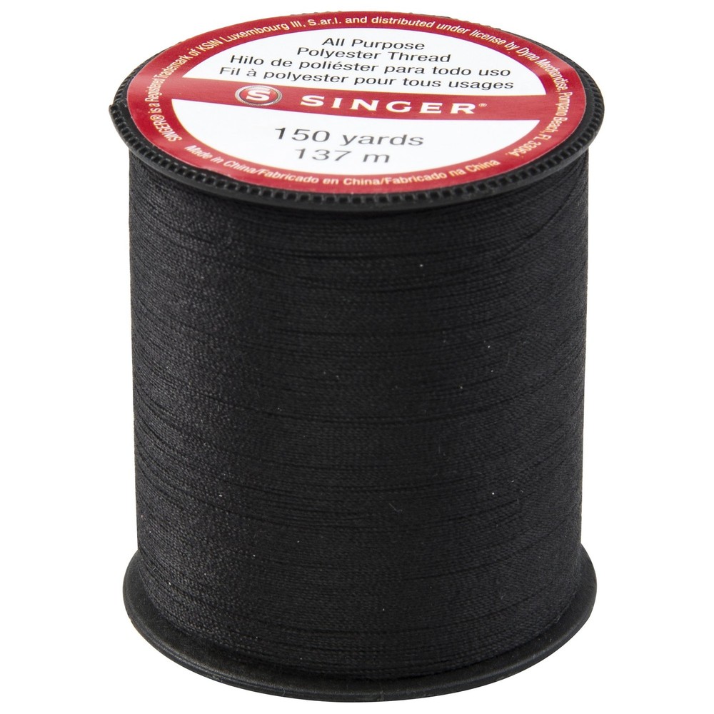 Singer 60110All Purpose Polyester Thread, 150 Yards, Black 1- Pack,