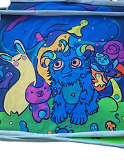 Lot of 4 14″ X 17″ Fabric Squares Monsters Creatures For quilts/Craft Pillows