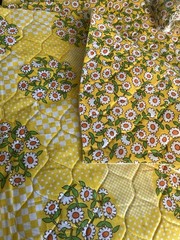Vtg Double Side Quilted Material Contrast sides w role of fabric for bias tape