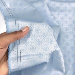 Sky Blue Floral Ceremonial Jacquard Fabric Vintage Luxury Wedding Dress Material