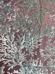 Fabric Lot 2 Yd 51 W St. Tropez Scuba Burnout Velvet Teal Coral Gray READ