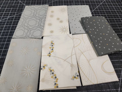 100% Cotton Moda Fat Quarters Grey White Gold Cream Lot Of 7 + 2 Giant Extras