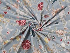 Indian Grey Floral Printed Cotton Fabric Beautiful Dressmaking Fabric US