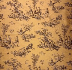DESIGNER FRENCH COUNTRY TOILE SEPIA BROWN 100% SILK PRINTED FABRIC BY YARD 54″W