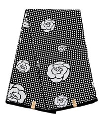 African Fabric/ Ankara – Black, White ‘Black Coffee in Kigali’ Yard or Wholesale