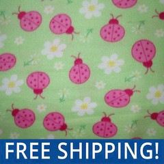 Lady Bugs & Daisy Mint Fleece Fabric – $$ Buy More – Save More $$ – #PT785
