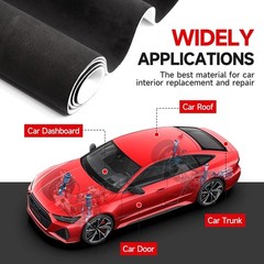 Suede Auto Headliner Fabric 120″ L × 60″ W with Foam Backing – Black Interior…