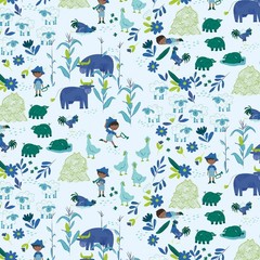 1/2 Yard Fabric – Little Boy Blue | Main Pale Blue by Meags & Me for Clothworks