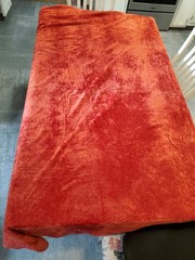 Vtg 60s 70s Red CRUSHED VELVET BEDSPREAD Fabric Piece 62×72″ No Hem For Crafts