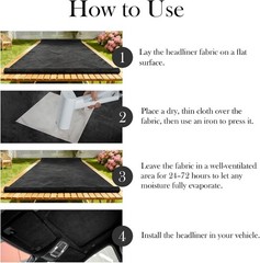 Suede Headliner Fabric, 96″ L×60″ W Black Car Headliner Material, Tela para T…