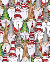 Gnoming thru the snow, Blank quilting, 2yd+7″ piece. Holiday fun. quilt or sew