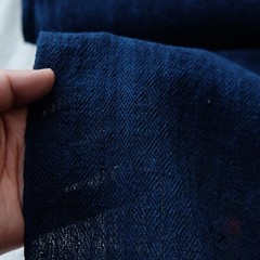 Hand Woven Ancient loom woven fabric indigo blue dyed yarn natural plant dyed