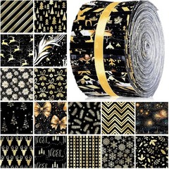40 Pcs Black and Gold Christmas Jelly Fabric for Quilting Patchwork Roll Chri…