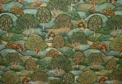Green Meadow Tree Tapestry Fabric Curtain Upholstery Cushion Blanket Throws Use