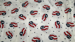 BTHY WHITE W RED WHITE BLUE FLAG HEARTS PATRIOTIC COTTON FABRIC 45″W QUILT