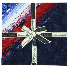 Red, White and Blue Jubilee Batiks Stack Pack – 42 pcs / 10″ x 10″ Squares Layer