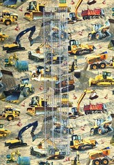 BOLT END 35 INCHES Timeless Treasures Construction Zone Cotton Quilt Fabric