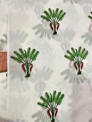 Indian Handmade Print_1203 Hand-block Print Floral 100% Cotton Fabric 3 Yard