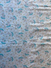 BABY NURSERY FABRIC~Rocking Horse~WHITE BLUE ORANGE~Floral Dots Squares~43×147~