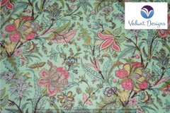 Indian Cotton Fabric 20 Yard Block Floral Loose Green Running Craft