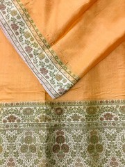Pure Tussar Sari, Silk Fabric 5 Yard, Recycled Natural Vintage Fabric TSS3312