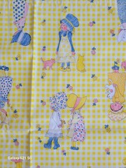 RARE VINTAGE HOLLY HOBBIE FABRIC WINDOW CURTAIN PANELS 44″X 25.5″
