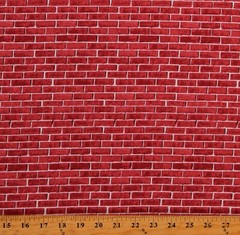 CottonBricks Stone Walls Landscapes Brick Red Fabric Print by the Yard D688.86
