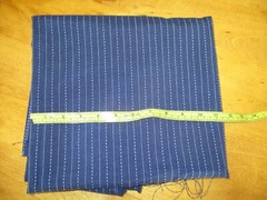 Navy w/ white dotted line stripe synthetic fiber apparel fabric 60″ w x 2 yds