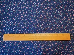 Vintage Fabric Traditions Tiny Pink Roses on Dark Blue Cotton Fabric BTY 1994