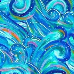 Seas the Day 18722-BLU Blue Waves Quilt Fabric BTY, 44″ Wide From 3 Wishes
