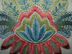 Embroidered Floral Curtain Fabric 0.9 Metres Amadore Poppy Upholstery Cushion