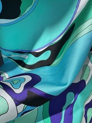 Italian Deadstock 100% Silk Twill 60 GSM Fabric By The Yard Emilio Pucci Logo