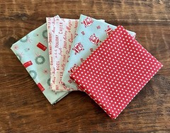 4 Fat Quarters Bundle Riley Blake “Holiday Cheer” Christmas Quilt Cotton