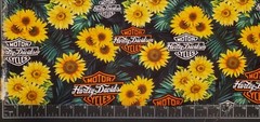 Harley Davidson Custom Logo Sunflowesr Cotton Fabric by the 1/2 Yard, 57-58″ W