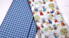 Vintage Tiny Baby Bear Red Blue Calico Primitive Plaid Cotton Doll Fabric Lot