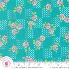 Moda ON THE BRIGHT SIDE 22463 19 Teal Blue Floral ME & MY SISTER Quilt Fabric