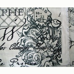 Richloom Dumas Remnant 1/3 Yard by 54″ Black Off-White French Words All Cotton