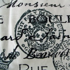 Richloom Dumas Remnant 1/3 Yard by 54″ Black Off-White French Words All Cotton